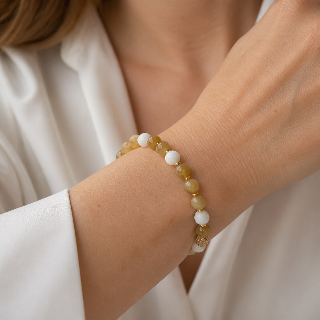 Bracciale LV Gioielli: pietre dure in tonalità miele e bianco
