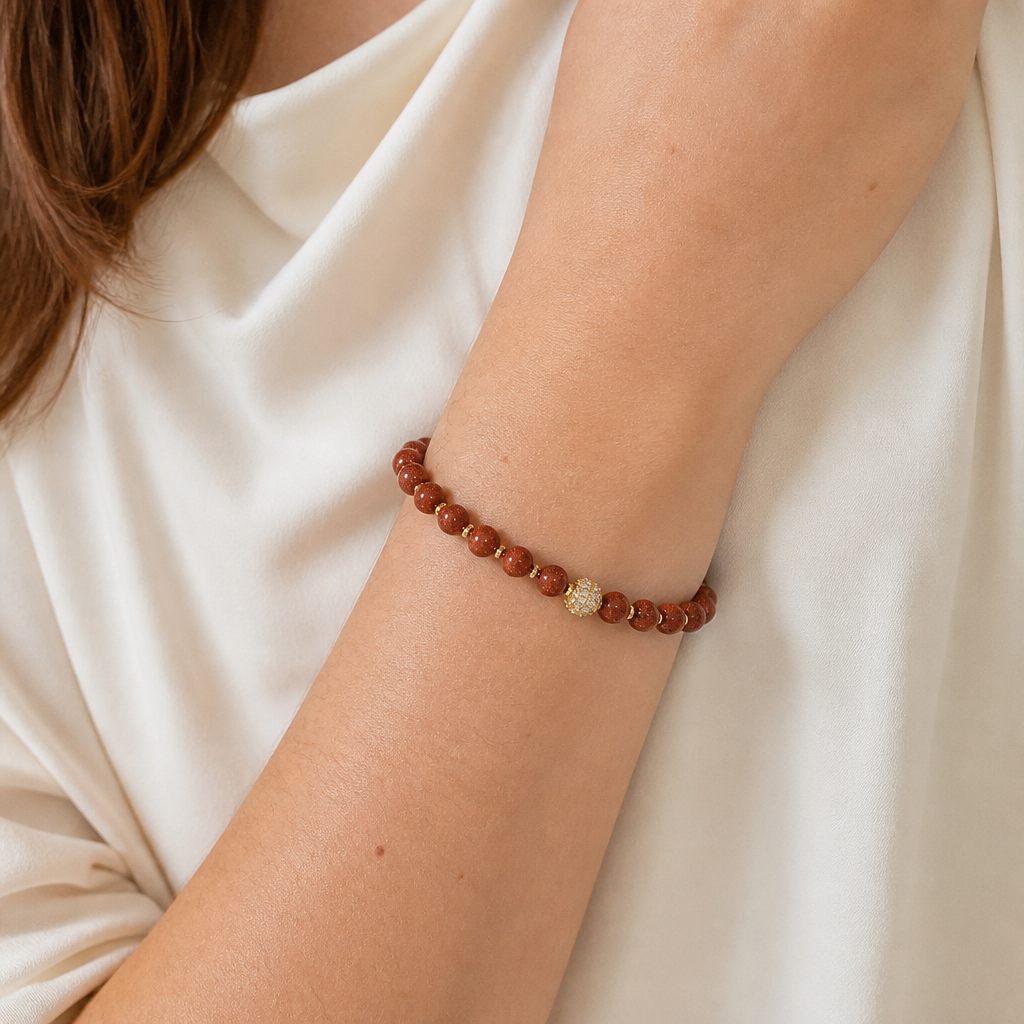 Bracciale a molla Rosso corallo, rosso corallo, oro, bianco riflesso, foto 1 di 4