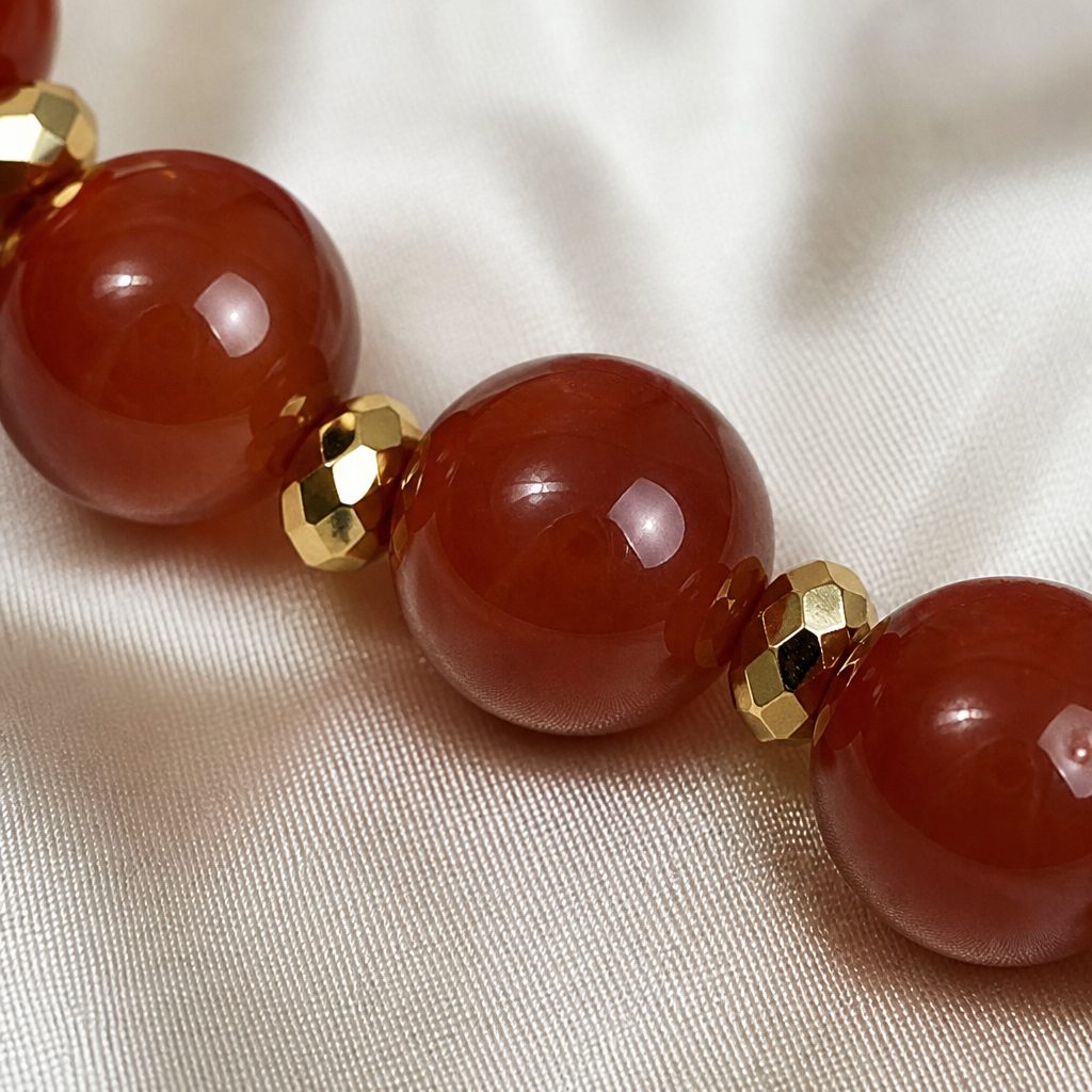 Bracciale a molla Rosso corallo, rosso corallo, oro, bianco riflesso, foto 3 di 4