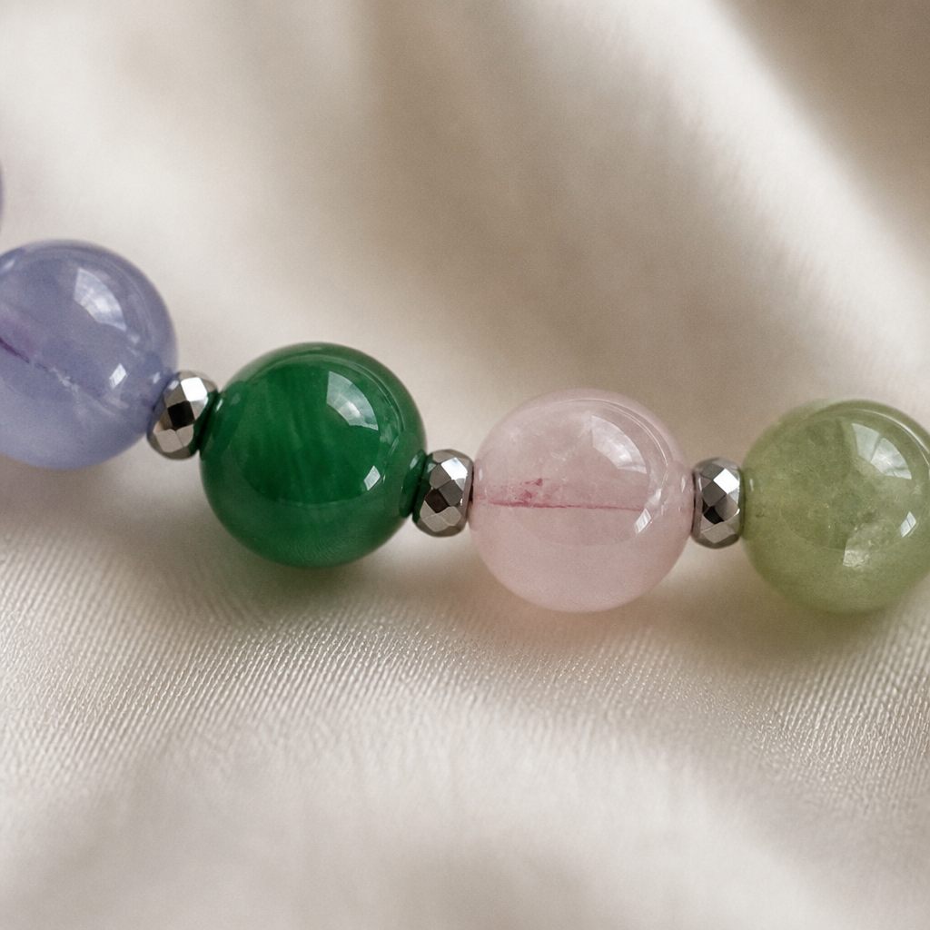 Bracciale a molla Arcobaleno, fucsia, verde, blu, lilla, nero, rosa, argento, foto 3 di 4