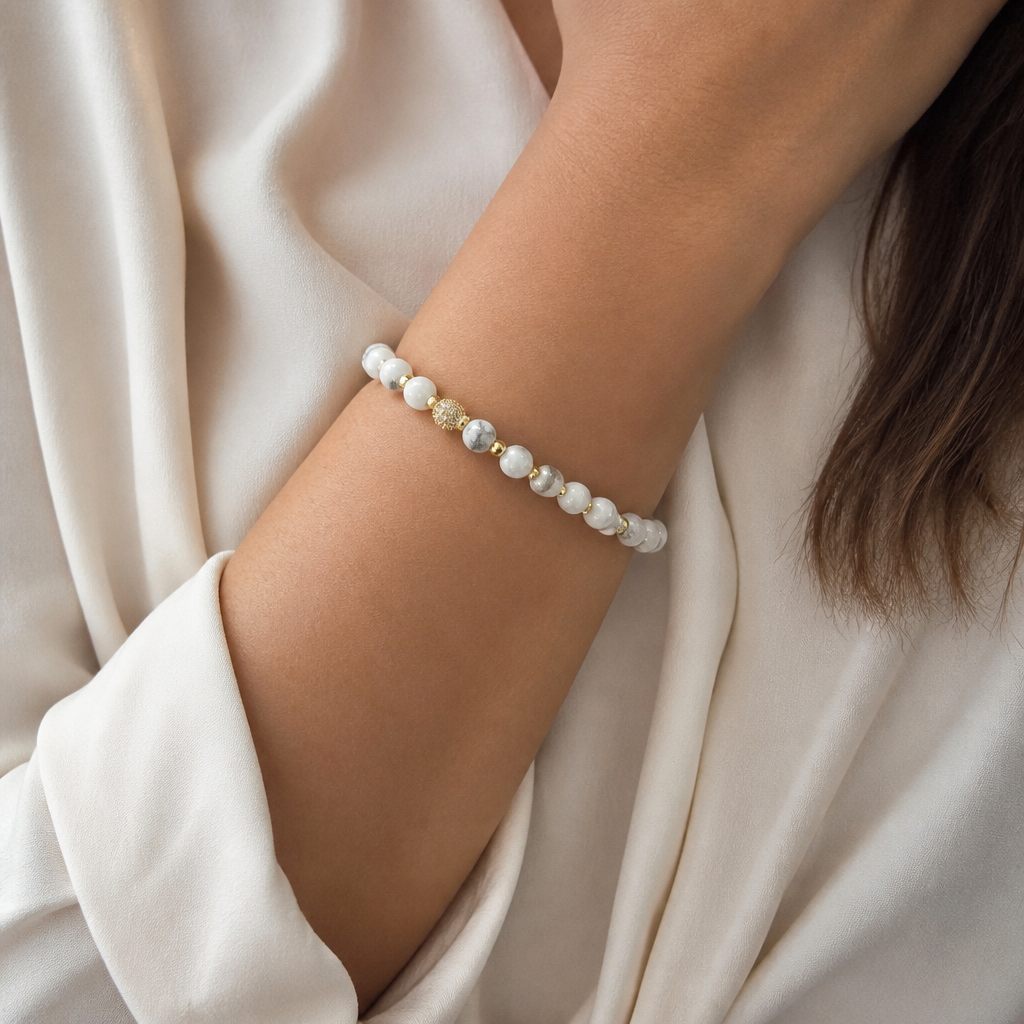 Bracciale a molla Marmo e oro, bianco, grigio, oro, foto 1 di 4