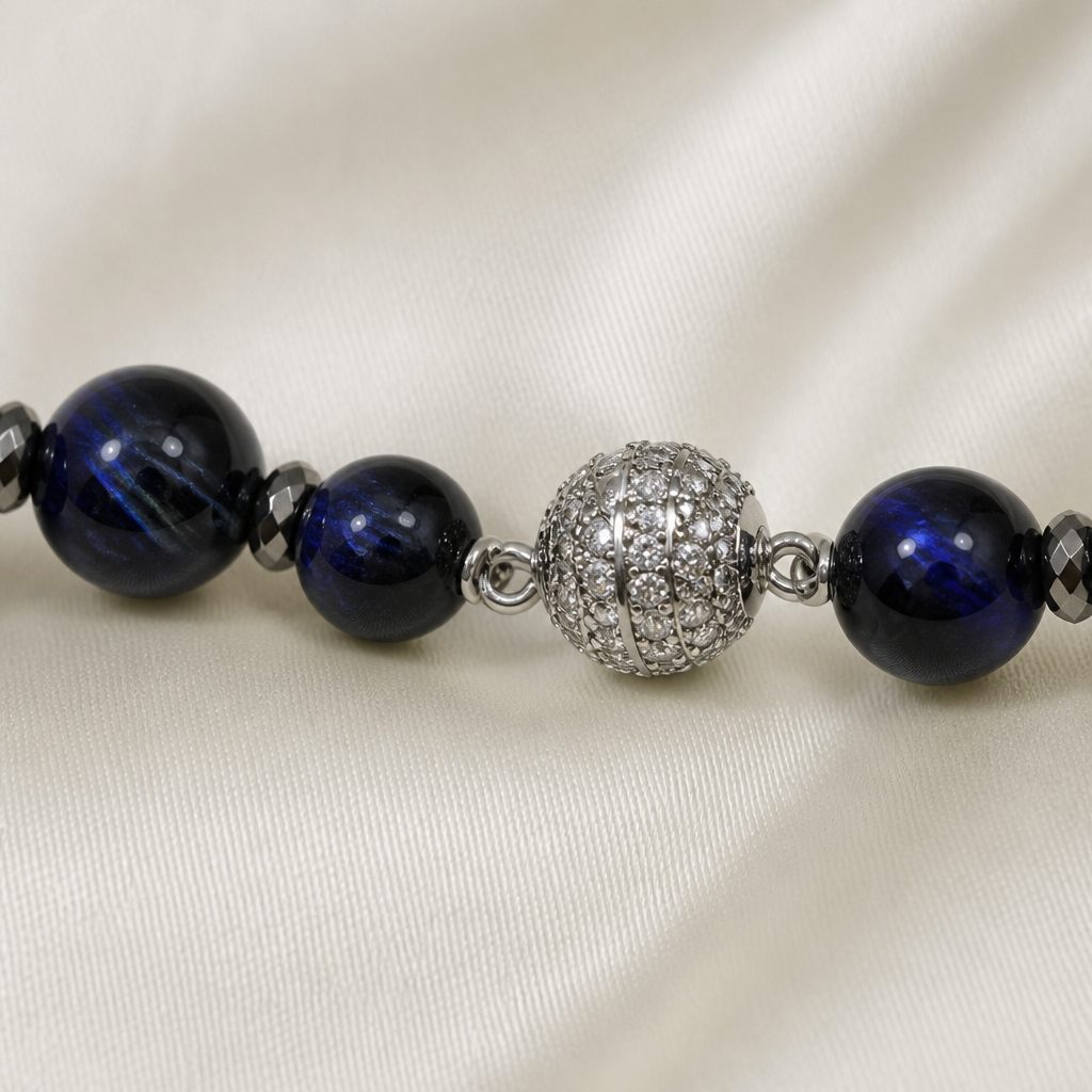 Bracciale a molla Mezzanotte, blu elettrico, blu scuro, nero, argento, foto 4 di 4