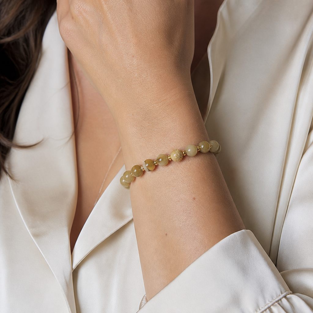 Bracciale a molla Ocra dorata, ocra, giallo, miele, oro, foto 1 di 4