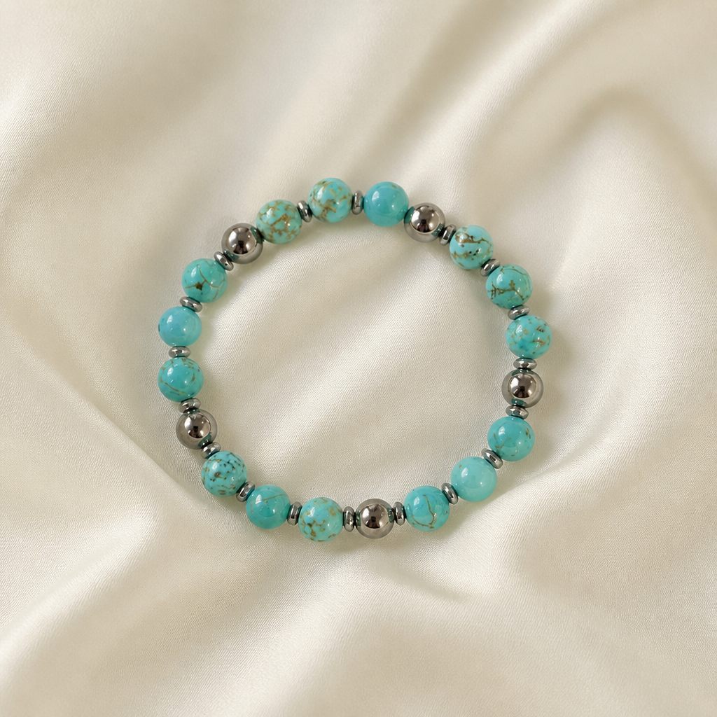 Bracciale a molla Turchese e argento, turchese, argento, foto 2 di 3