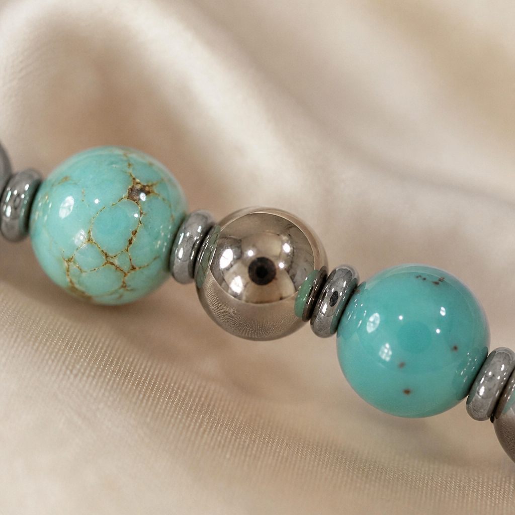 Bracciale a molla Turchese e argento, turchese, argento, foto 3 di 3