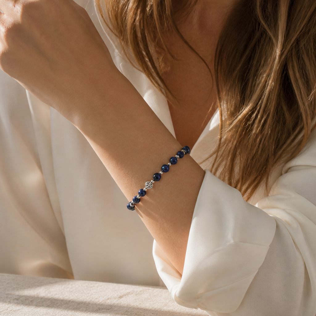 Bracciale a molla Blu notte e argento, blu scuro, nero, argento, foto 1 di 4