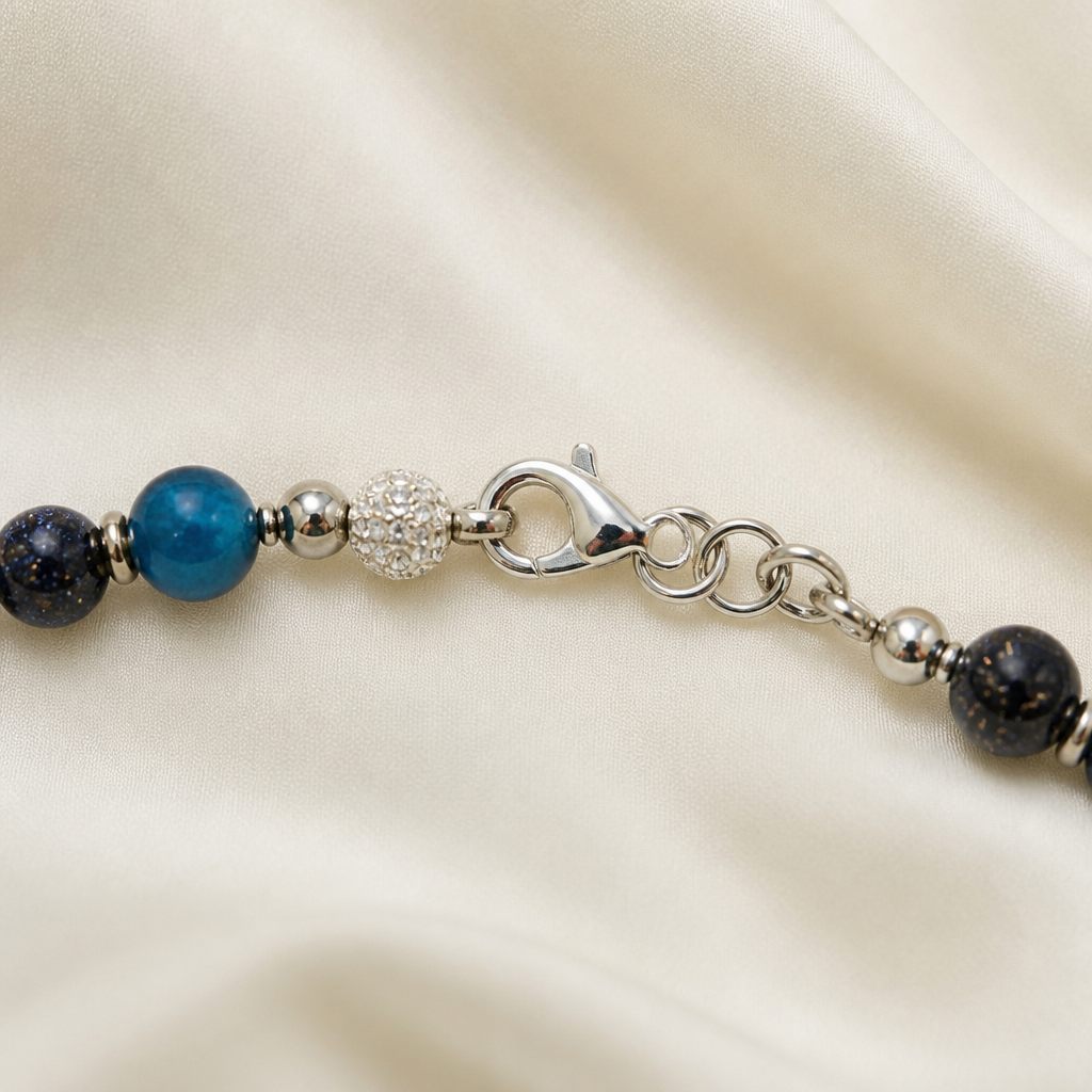 Collana Abisso blu, blu, blu notte, nero, argento, foto 4 di 4