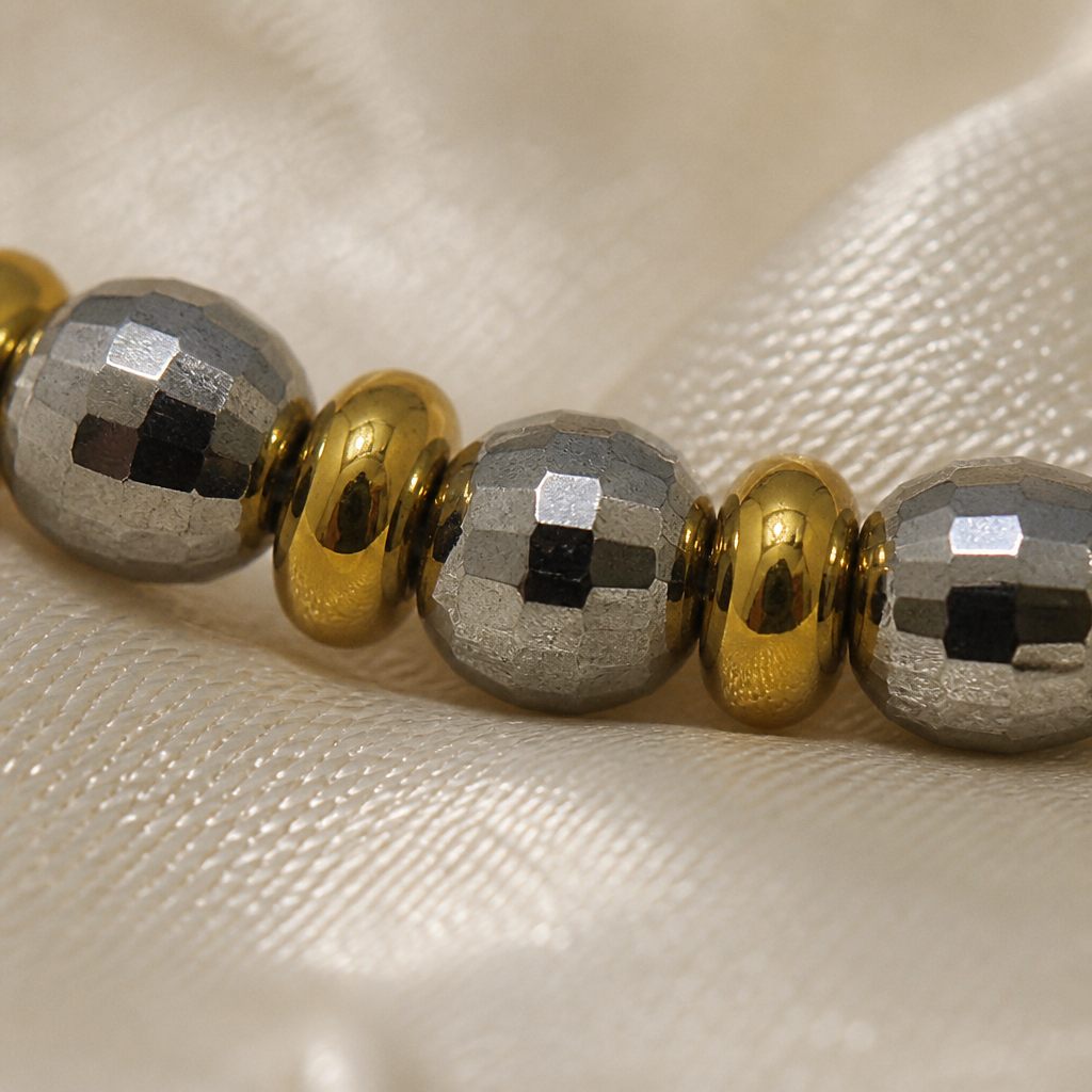 Collana Perle bicolore, argento, oro, bicolor, foto 3 di 4