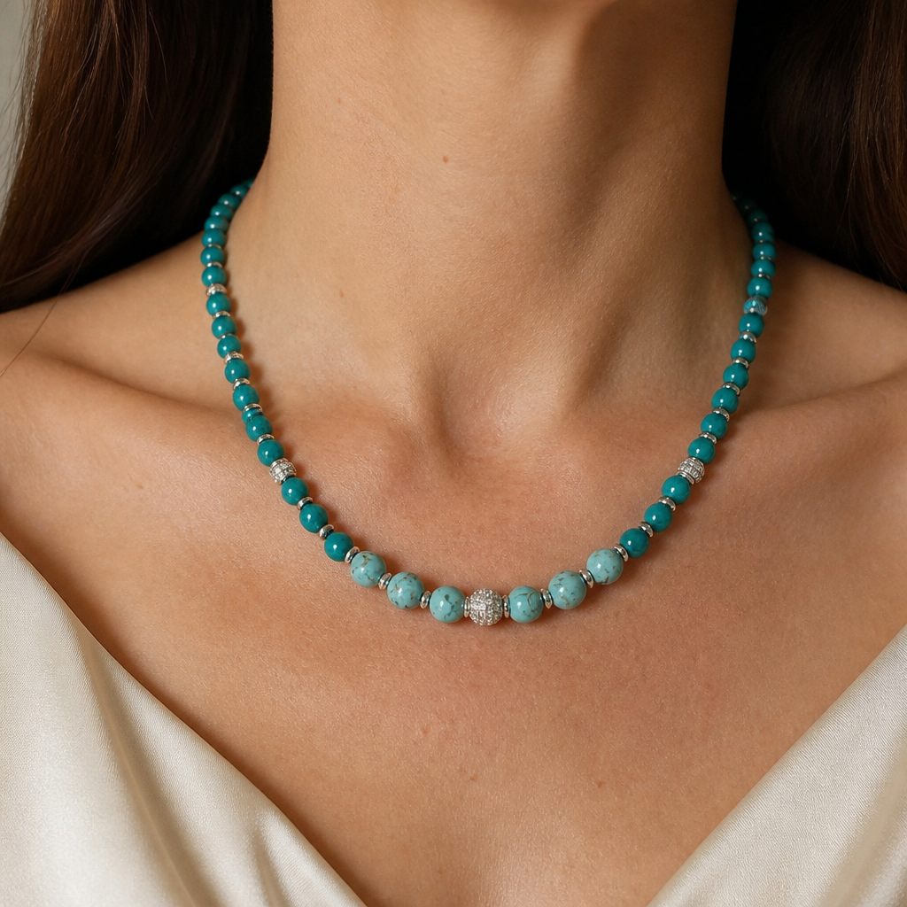 Collana Laguna, turchese, azzurro, argento, foto 1 di 4