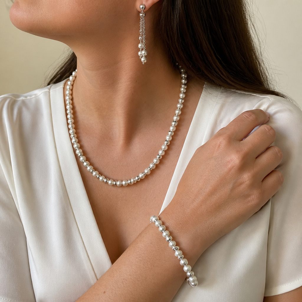 Set Perla classica: collana e bracciale di perle