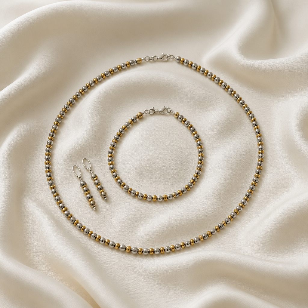 Set collana e bracciale Argento e oro, oro, argento, foto 2 di 5