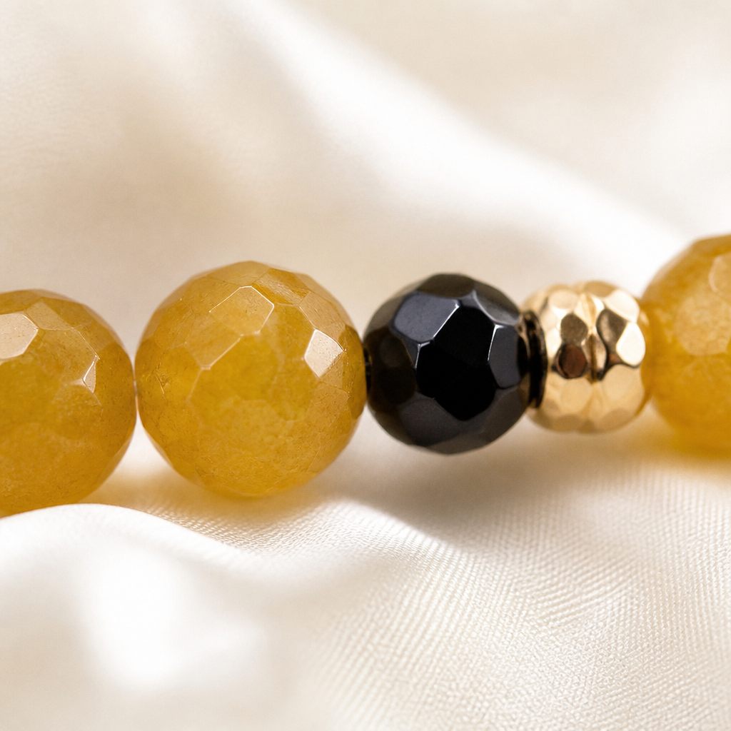 Set collana e bracciale Ocra e rosa, ocra, nero, oro rosa, foto 3 di 5