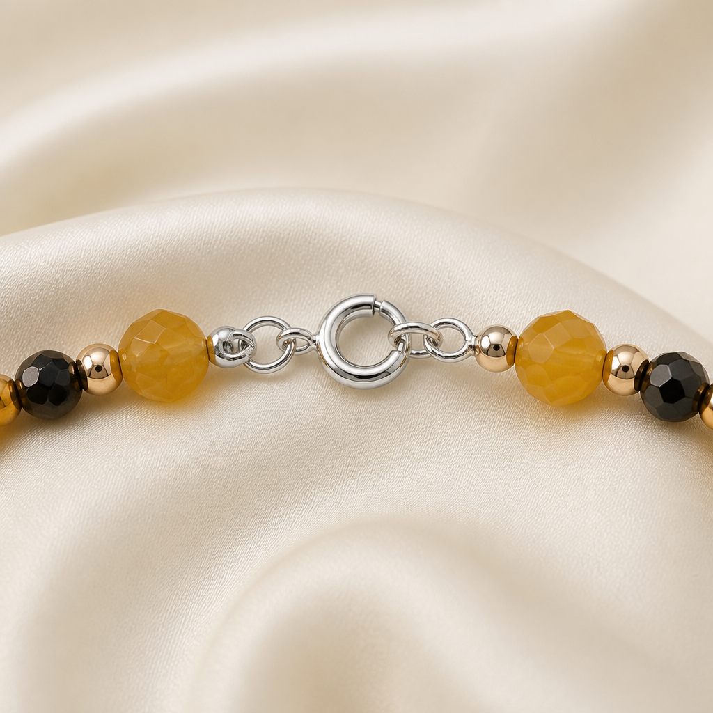 Set collana e bracciale Ocra e rosa, ocra, nero, oro rosa, foto 4 di 5