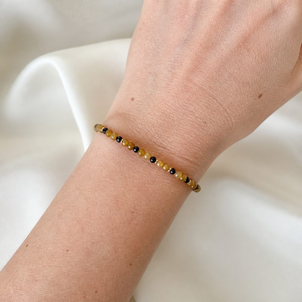 Set collana e bracciale Ocra e rosa, ocra, nero, oro rosa, foto 5 di 5